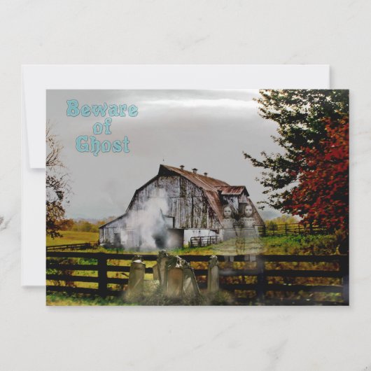 *~* Cemetery Spooky BEWARE of Ghost HALLOWEEN CARD (Voorkant)