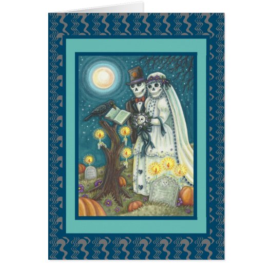 CEMETERY VOWS, SKELETON WEDDING, BRIDE GROOM KAART (Voorkant)