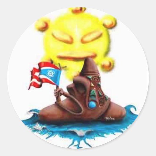 cemi y sol Taino Ronde Sticker (Voorkant)