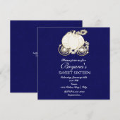 Cendrella Carrosse Royal Bleu Invitation Princesse (Devant / Derrière)