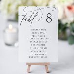 Cendres noires   blanches | Numéro de table   Nom<br><div class="desc">Des cartes numériques simples et chic en noir cendré doux et blanc classique font une déclaration élégante à votre mariage ou événement. Le design comprend un script de calligraphie écrit à la main, avec votre numéro de table en chiffres classiques. Personnalisez avec les noms individuels des invités assis à la...</div>