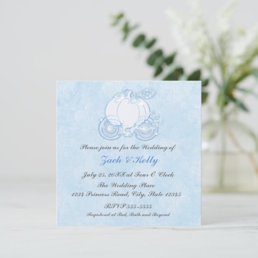 Cendrillon Blue Carriage Fairytale Invitations (Debout devant)