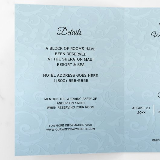 Cendrillon Élégant Bleu Programme de Mariage Tript (Intérieur en premier)