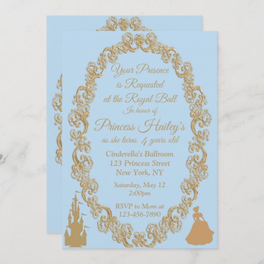 Cendrillon entièrement modifiable Invitation de fê (Devant / Derrière)