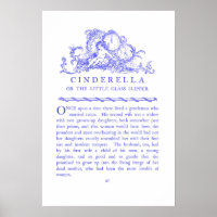 Cendrillon Fairy Tale Livre Poster bleu