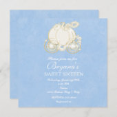 Cendrillon Gold Elegant Carriage Party Invitation (Devant / Derrière)