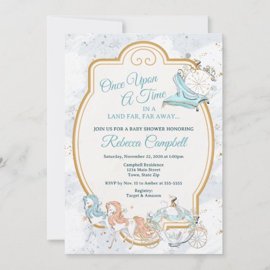 Cendrillon - Invitation Baby shower de transport (Devant)
