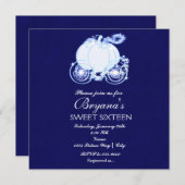 Cendrillon Invitation Carrosse Royal Bleu Princess (Devant / Derrière)