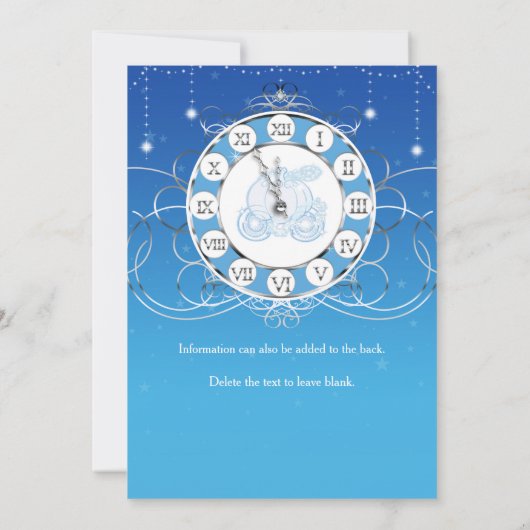 Cendrillon Presque minuit Silver Blue Invitation (Dos)