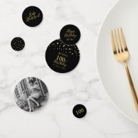 Cent Gold & Black Confetti 100e fête d'anniversair