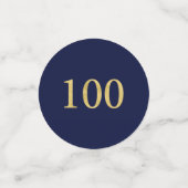Cent Gold & Navy Confetti 100e fête d'anniversaire (Petit recto)