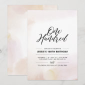 Cent | Minimal 100e Invitation Anniversaire Aquare (Devant / Derrière)
