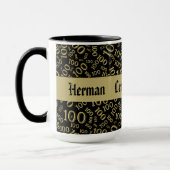 Centenarian Birthday Number Pattern 100 Black/Gold Mok (Links)