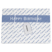 Centenarian Blauw/Wit Typografie Patroon - 100th Groot Cadeauzakje (Voorkant)