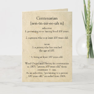 Centenarian Dictionary Betekenis Happy 100th Kaart
