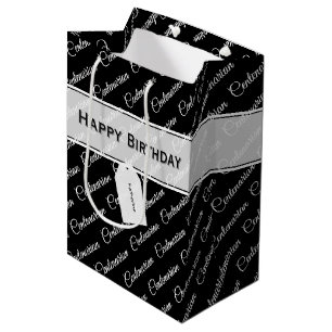 Centenarian Typography Patroon Zwart/Wit Naam Medium Cadeauzakje