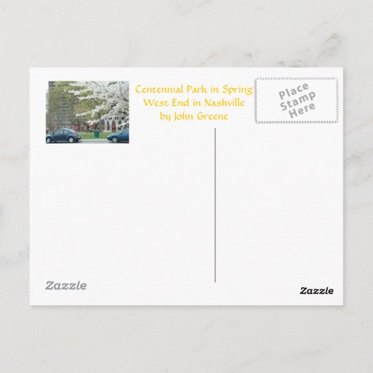 Centennial Park in het voorjaar Briefkaart (Achterkant)