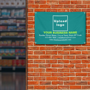 Center Aligned Business Brand op Blauwgroen groene Spandoek