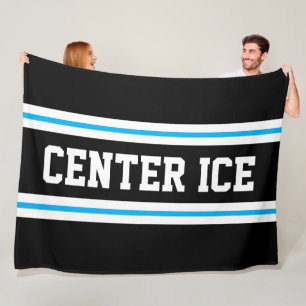 CENTER ICE Azure Blau Zwart Wit Racing Strepen Fleece Deken