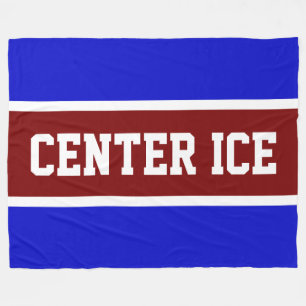 CENTER ICE Diep rood Koningsblauw Witte Strepen Fleece Deken