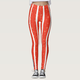 Center Ring: Red and White Star-Striped Leggings