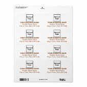 Center Uitgelijnd Bruine tekst Zakelijk Verzendlab Etiket (Full Sheet)