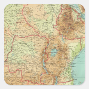 Centraal- en Zuid-Afrika met scheepvaartroutes Vierkante Sticker