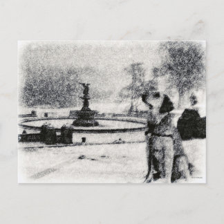 Centraal Park "Snowy Golden by Bethesda Fountain" Briefkaart