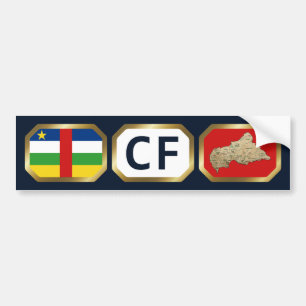 Centrafrique Flag Map Code Bumpersticker