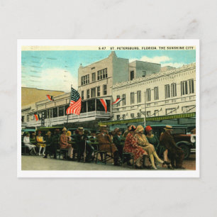 Central Ave., Sint-Petersburg, Vintage van Florida Briefkaart