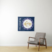 Central Golden Anchor Navy Blue Nautical Wandkleed (In Situ (horizontaal))