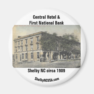 Central Hotel & First National Bank circa 1909 Magneet