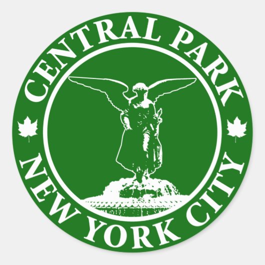 Central Park Angel Ronde Sticker (Voorkant)