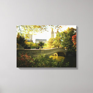 Central Park - Boogbrug - Herfst Canvas Afdruk