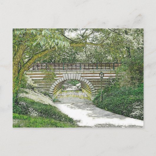 Central Park Bridge en pad Briefkaart (Voorkant)