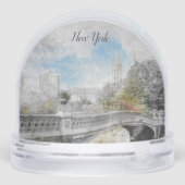 Central Park Bridge NYC Snow Globe – Watercolor Sneeuwbol (Achterkant)