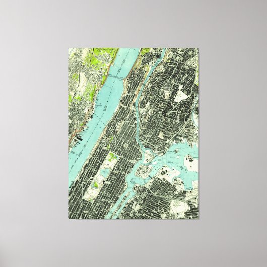 Central Park & Bronx NY Map (1947) Canvas Afdruk (Voorkant)