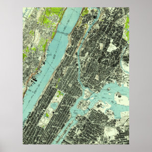  Central Park & Bronx NY Map (1947) Poster