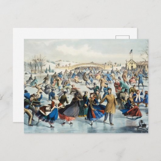 Central Park, de wintersportvijver Briefkaart (Voorkant / Achterkant)