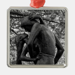 Central Park Herfst: Romeo & Julia Beeld 01 Z&W Metalen Ornament