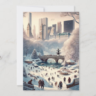Central Park in de Sneeuw: Kerstmis in New York Feestdagenkaart