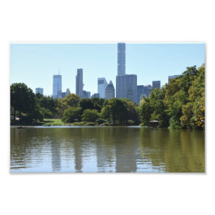 Central Park Lake New York City NYC Architecture Foto Afdruk