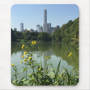 Central Park Lake New York City NYC Skyline Flower Muismat