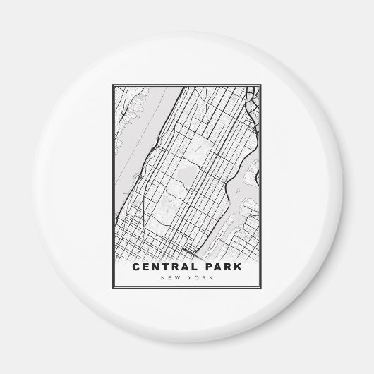 Central Park Manhattan Kaart Magneet (Voorkant)