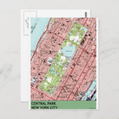 Central Park New York City Map Briefkaart (Voorkant / Achterkant)