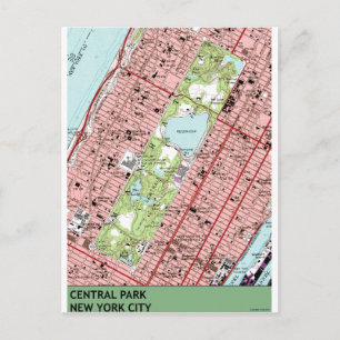 Central Park New York City  Map Briefkaart