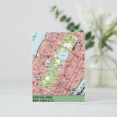 Central Park New York City  Map Briefkaart (Staand voorkant)