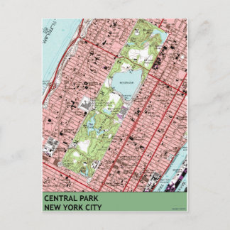 Central Park New York City  Map Briefkaart