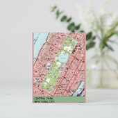 Central Park New York City  Map Briefkaart (Staand voorkant)