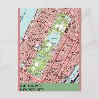 Central Park New York City  Map Briefkaart